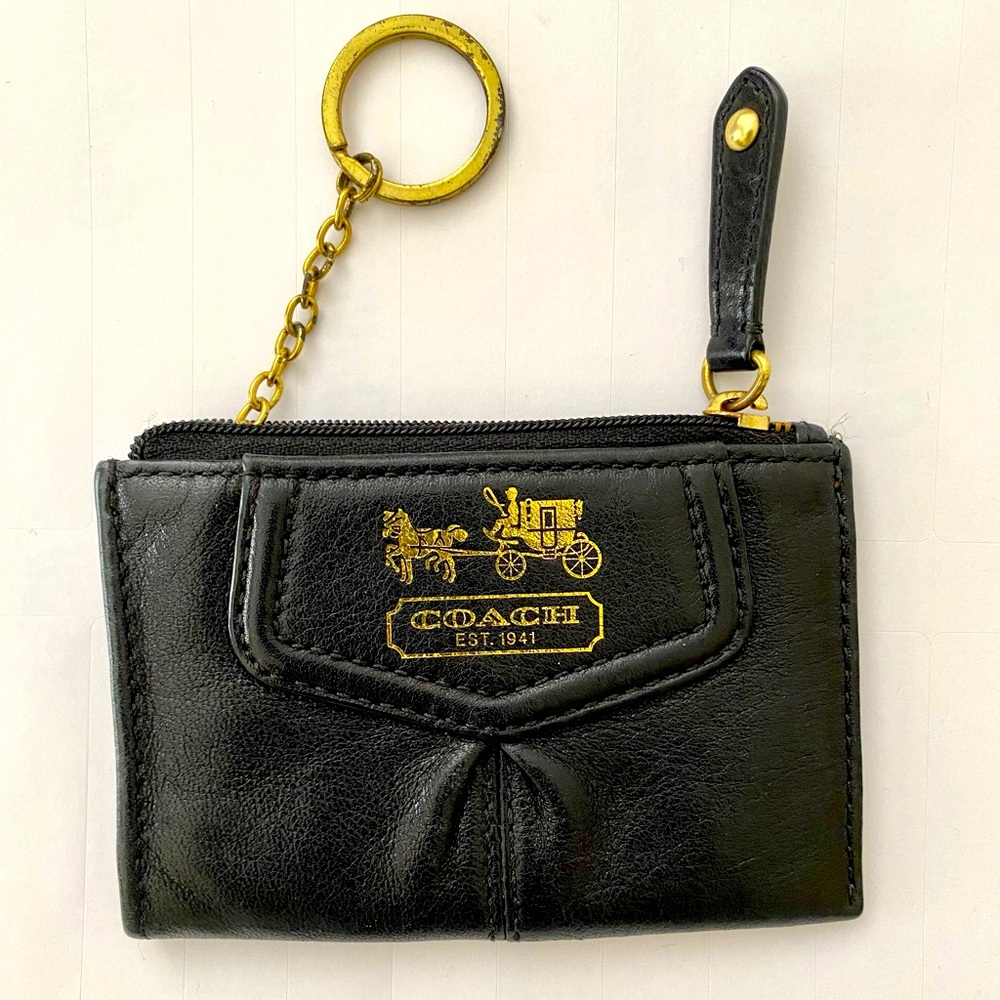 Authentic leather Coach wallet with key clip.